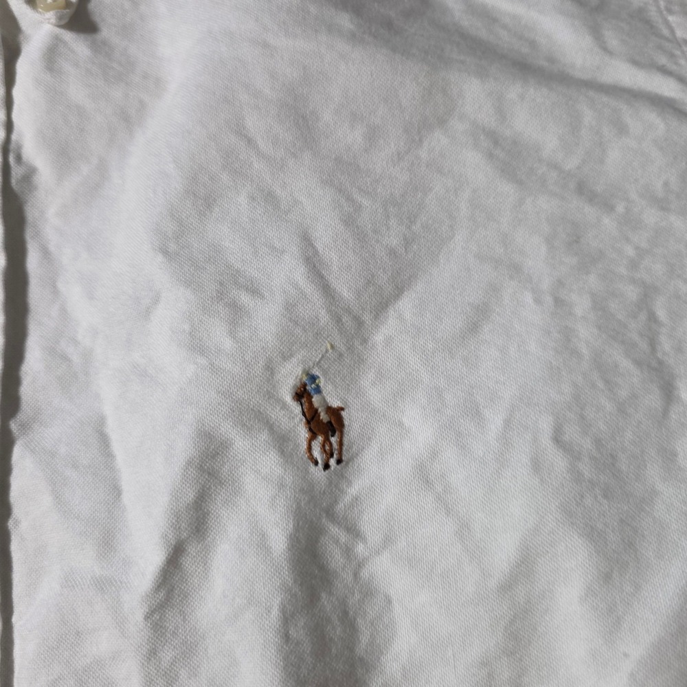 Ralph Lauren Mens 16-32 Yarmouth Button Down Shirt White Cotton Oxford Long Slv - Picture 2 of 10